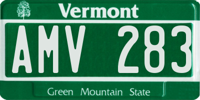 VT license plate AMV283