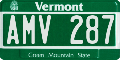 VT license plate AMV287