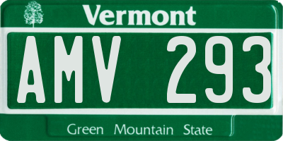 VT license plate AMV293