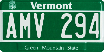 VT license plate AMV294