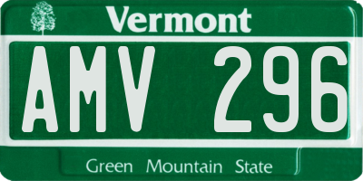 VT license plate AMV296