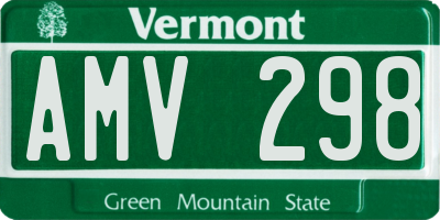 VT license plate AMV298