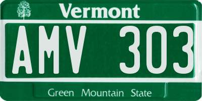VT license plate AMV303