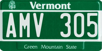 VT license plate AMV305