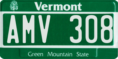 VT license plate AMV308