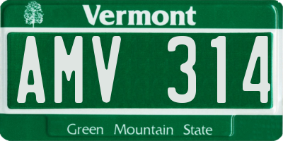 VT license plate AMV314