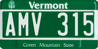 VT license plate AMV315