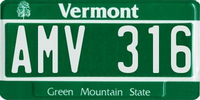 VT license plate AMV316