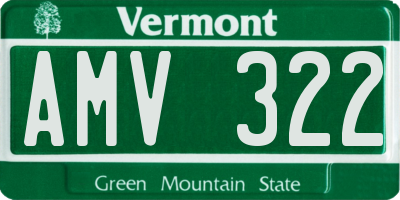VT license plate AMV322