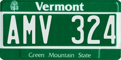 VT license plate AMV324