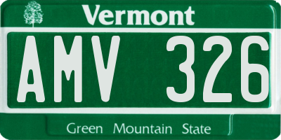 VT license plate AMV326