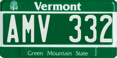 VT license plate AMV332