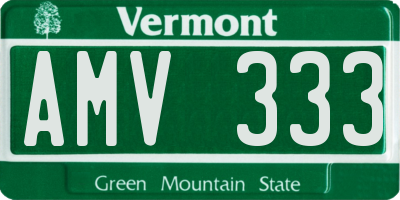 VT license plate AMV333