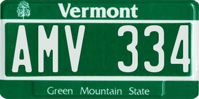 VT license plate AMV334