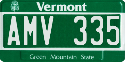 VT license plate AMV335