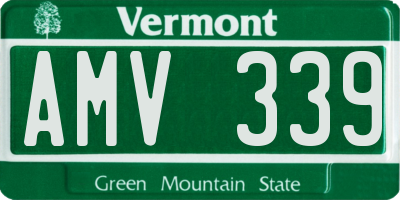 VT license plate AMV339