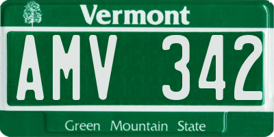 VT license plate AMV342