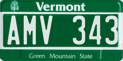 VT license plate AMV343