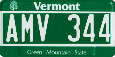 VT license plate AMV344