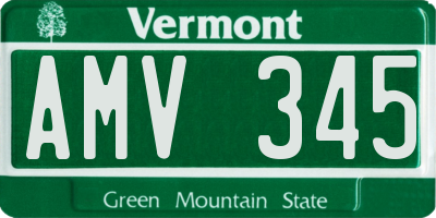 VT license plate AMV345