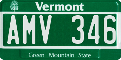 VT license plate AMV346