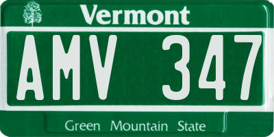 VT license plate AMV347