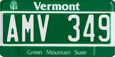 VT license plate AMV349