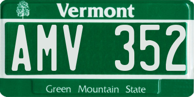VT license plate AMV352