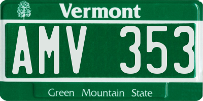 VT license plate AMV353