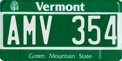 VT license plate AMV354