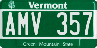 VT license plate AMV357