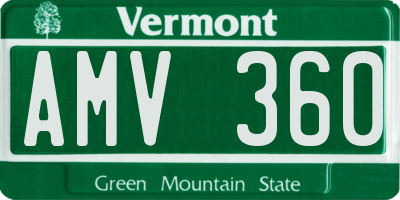 VT license plate AMV360