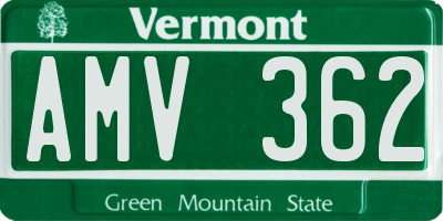 VT license plate AMV362