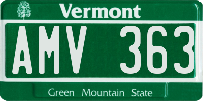 VT license plate AMV363