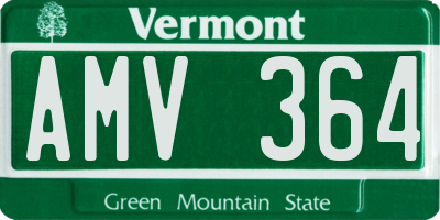 VT license plate AMV364