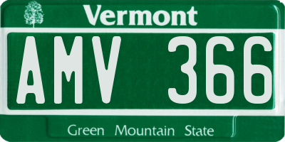 VT license plate AMV366