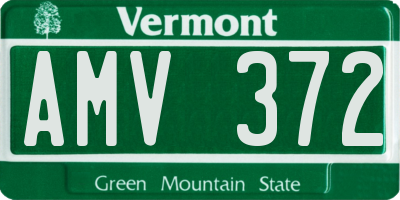 VT license plate AMV372