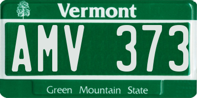 VT license plate AMV373