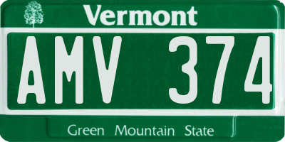 VT license plate AMV374