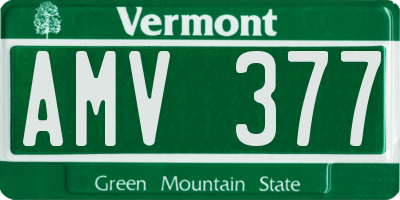 VT license plate AMV377