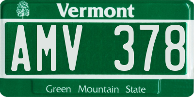 VT license plate AMV378