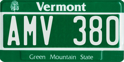 VT license plate AMV380