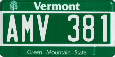 VT license plate AMV381