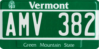 VT license plate AMV382