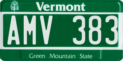 VT license plate AMV383