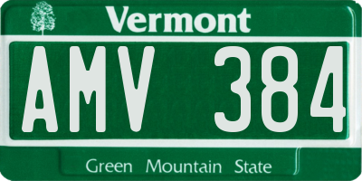 VT license plate AMV384