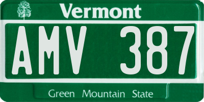 VT license plate AMV387