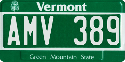 VT license plate AMV389