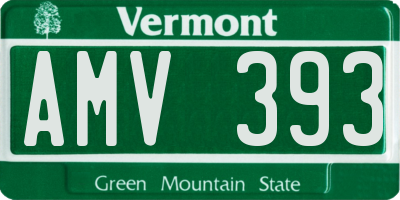 VT license plate AMV393