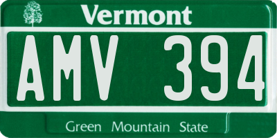 VT license plate AMV394